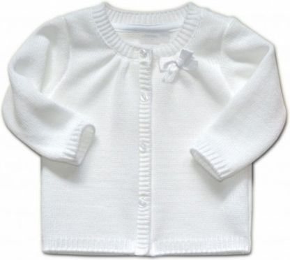 Kojenecký svetřík K-Baby s mašličkou - bílý - obrázek 1