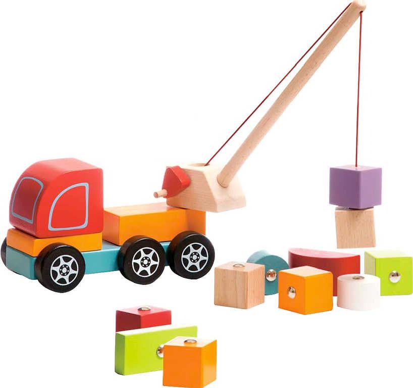 CUBIKA DŘEVO Baby Autojeřáb set s kostkami 10ks s magnetem pro miminko - obrázek 4