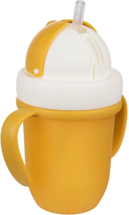 Hrníček se silikonovou slámkou 210 ml Canpol MATT Yellow 2020 - obrázek 1