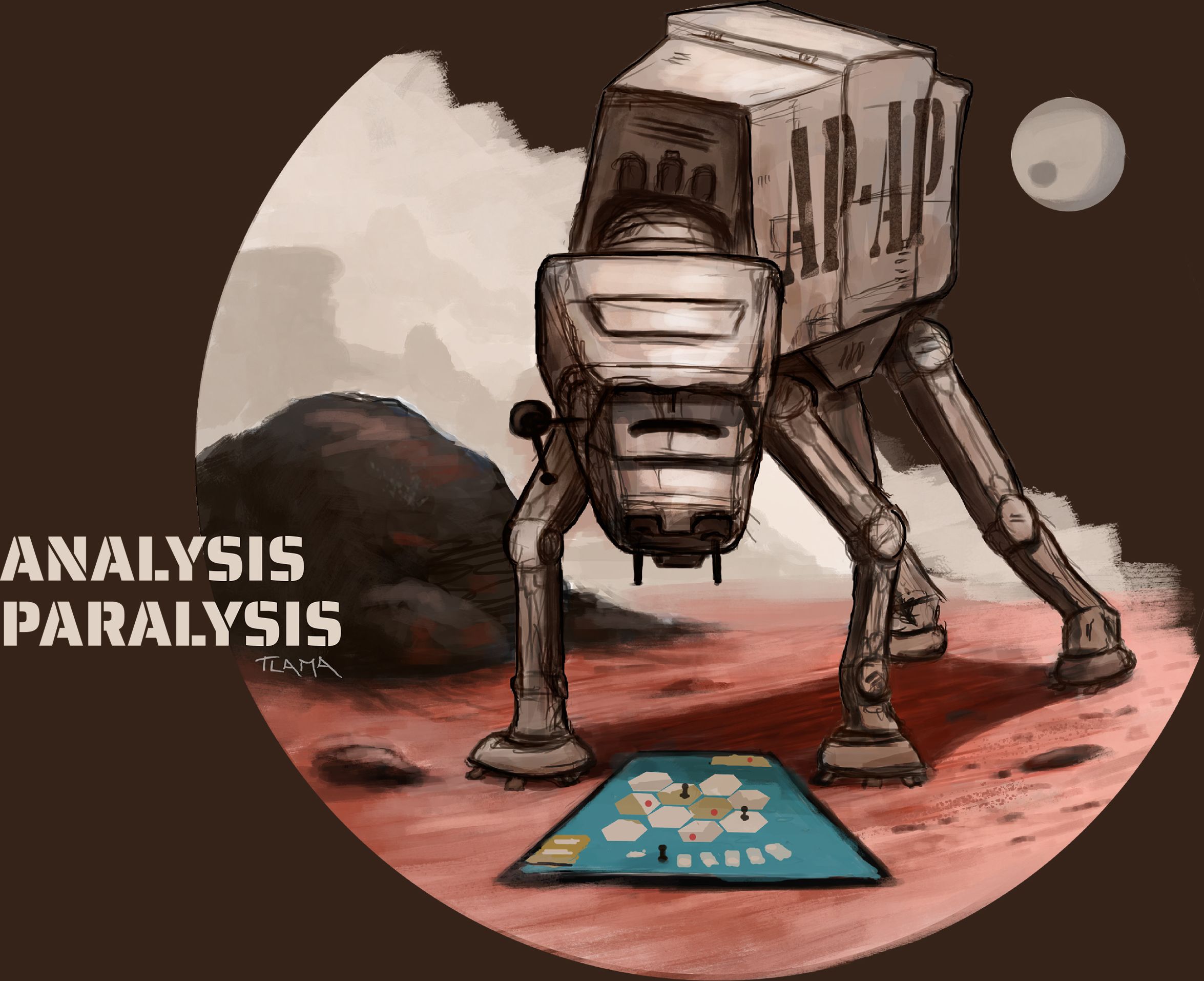 TLAMA games T-shirt "Analysis - Paralysis" Barva: denim modrá, Velikost: XXL - obrázek 4