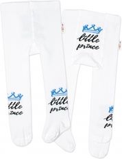 Punčocháče dětské bavlna - LITTLE PRINCE bílé s modrou - vel.80-86 - obrázek 1
