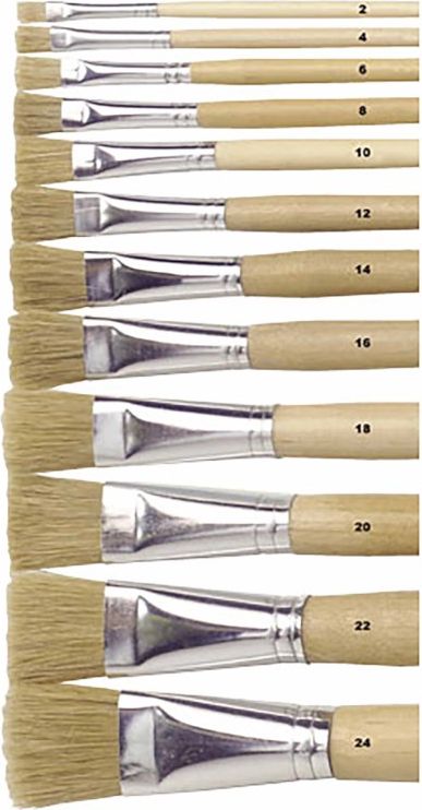 Lyons paint brush flat no. 6 long varnished handle, box 12 brushes