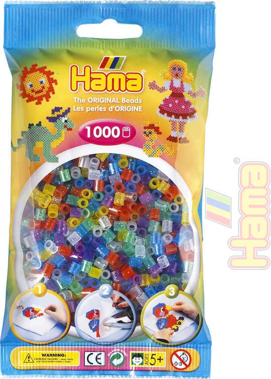 HAMA Korálky dětské zažehlovací třpytivé set 1000ks v sáčku midi plast - obrázek 1