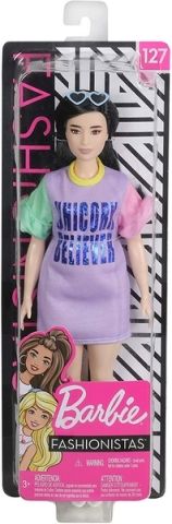 Barbie Modelka 127 - pastelové fialové šaty FXL60 - obrázek 5