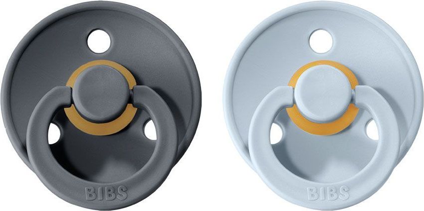 Šidítko kulaté Kaučuk 2 ks Bibs Colour Iron / Baby Blue 0-6 měsíců - obrázek 1