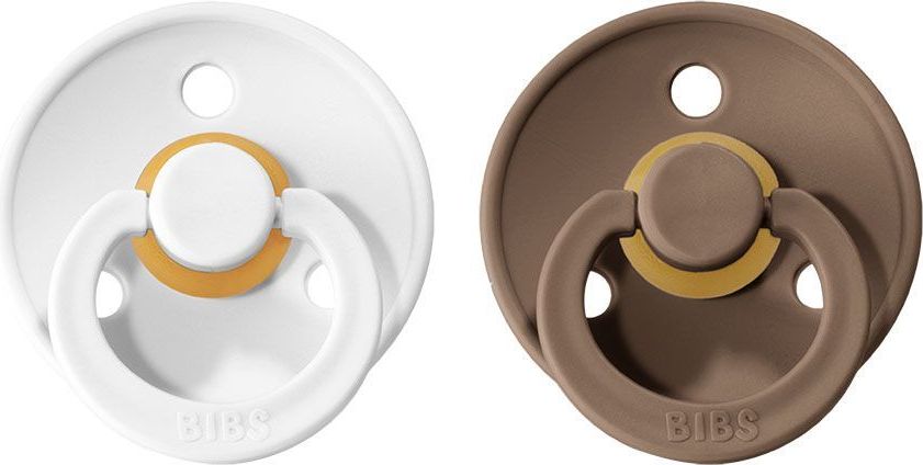 Šidítko kulaté Kaučuk 2 ks Bibs Colour White / Dark Oak - obrázek 1