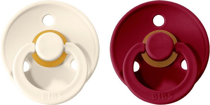 Šidítko kulaté Kaučuk 2 ks Bibs Colour Ivory / Ruby - obrázek 1
