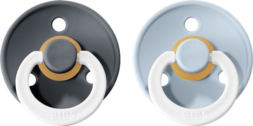 Šidítko kulaté Kaučuk 2 ks Bibs Colour Iron Noční / Baby Blue Noční 6-18 měsíců - obrázek 1