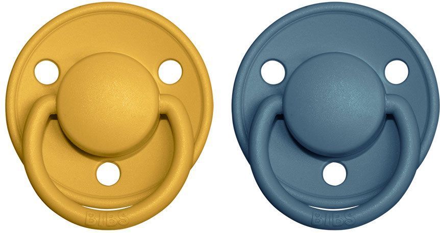 Šidítko kulaté Kaučuk 2 ks Bibs De Lux Mustard / Petrol 6-18 měsíců - obrázek 1