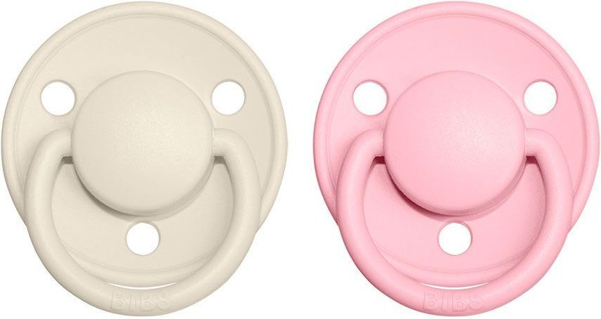 Šidítko kulaté Kaučuk 2 ks Bibs De Lux Ivory / Baby Pink - obrázek 1