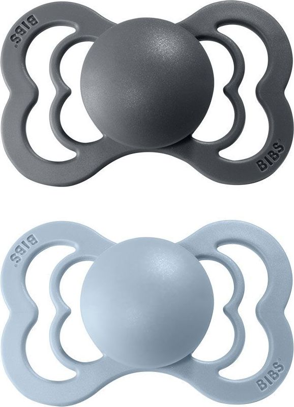 Šidítko kulaté Kaučuk 2 ks Bibs Supreme Iron / BabyBlue 6-18 měsíců - obrázek 1