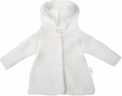 Baby Nellys Kojenecký svetřík s kapucí, áčkový střih - bílý, Velikost koj. oblečení 56 (1-2m)