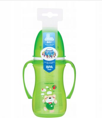 Canpol Babies Nevylévací hrníček 240 ml, EasyStart - Medvídek - zelený - obrázek 1