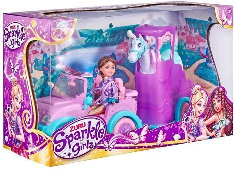 Panenka Sparkle Girlz s jeepem a přívěsem s koněm - obrázek 2