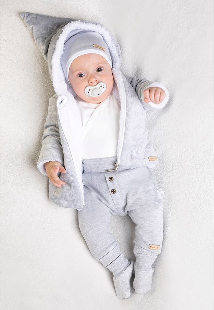 Zimní kojenecký kabátek s čepičkou Nicol Kids Winter šedý Varianta: šedá/56 (0-3m) - obrázek 9