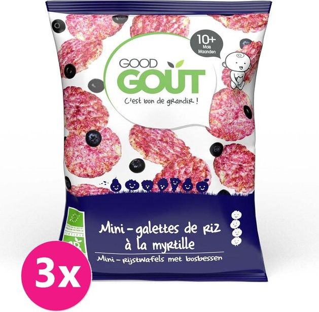 GOOD GOUT BIO Mini rýžové koláčky s borůvkami 3x40 g - obrázek 1