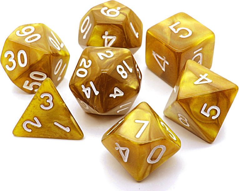 TLAMA games Sada 7 perleťových kostek pro RPG (9 barev) Barva: zlatá - obrázek 1