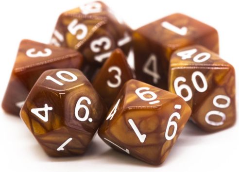 TLAMA games Sada 7 perleťových kostek pro RPG (9 barev) Barva: zlatá - obrázek 2
