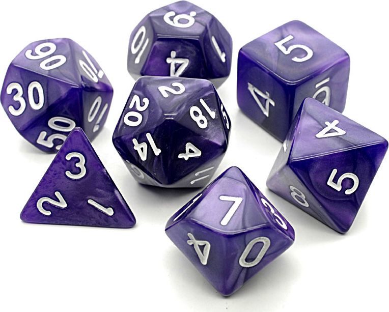 TLAMA games Sada 7 perleťových kostek pro RPG (9 barev) Barva: zlatá - obrázek 8