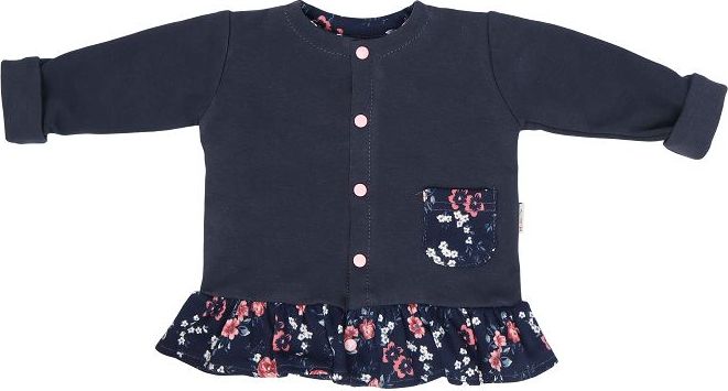 Mamatti Dětská mikina s volánkem Flowers - granátová, vel. 80 - 80 (9-12m)
