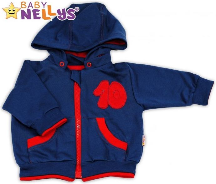 Mikinka s odepínací kapucí Baby Nellys® - modrá/červená - 62 (2-3m) - obrázek 1