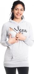 Těhotenská mikina/tričko s kapucí - MOM BOSS světle šedé - BeMaaMaa velikost M (38) - obrázek 3