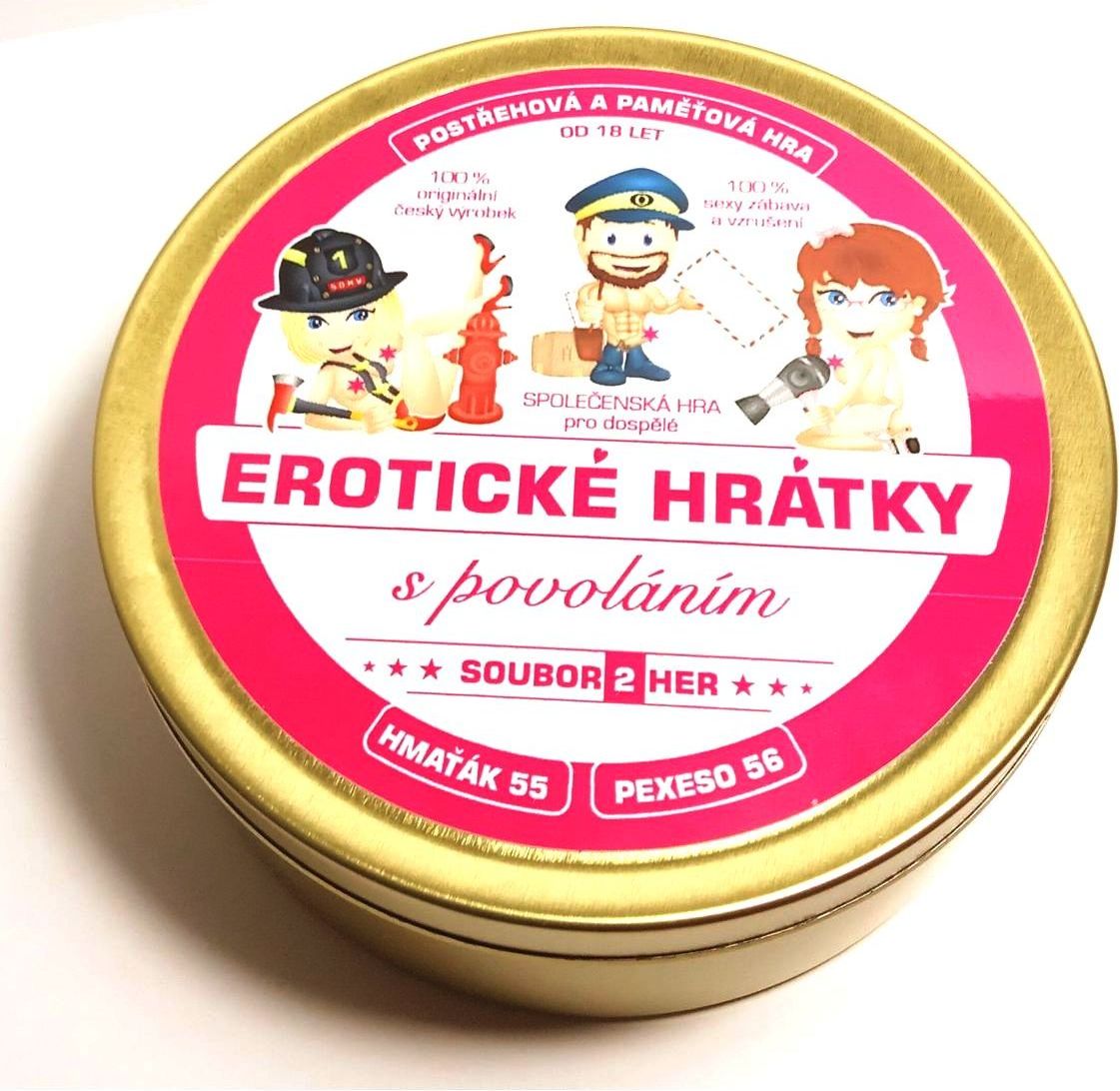 Erotické hrátky s povoláním 18+ společenská hra 2v1 v plechové krabičce