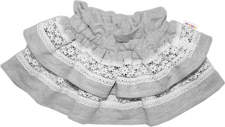 BABY NELLYS  2 dílná sada, body dl.rukáv + suknička s krajkou a volánky, vel. 92, šedá - 92 (18-24m) - obrázek 3