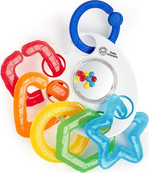 BABY EINSTEIN Kousátko s hrkálkou s C kroužky Shake, Rattle & Soothe™ 0m+ - obrázek 1