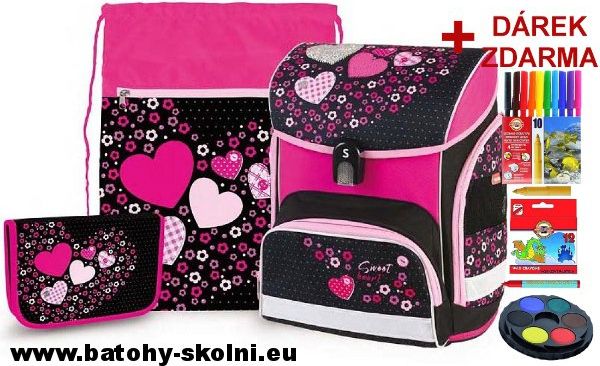 Školní aktovka Srdíčka Sweet Heart 3 dílný set Stil - obrázek 1