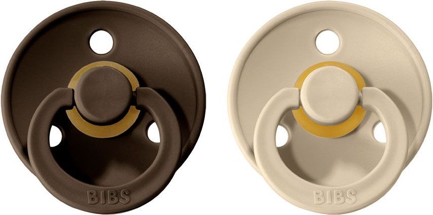 Šidítko kulaté Kaučuk 2 ks Bibs Colour Vanilla / Dark Oak - obrázek 1