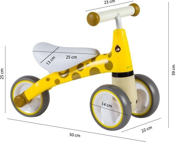 Odrážedlo/tříkolka Eco Toys, Žirafka  - žlutá - obrázek 3