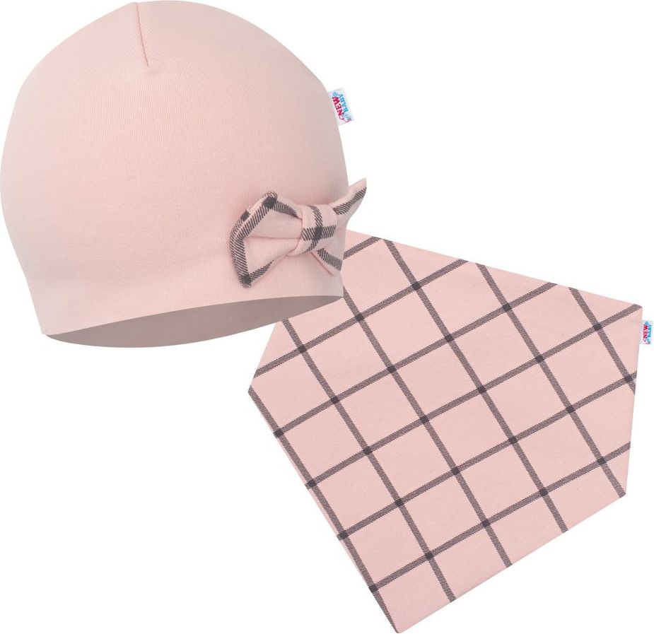 Kojenecká čepička s šátkem na krk New Baby Missy růžová 74 (6-9m) - obrázek 1