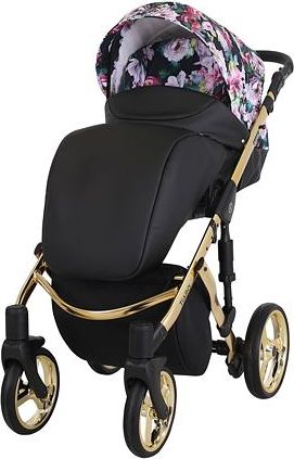 Kočárek Kunert Tiaro Premium 2021 trojkombinace Zlatý rám - black/flowers - obrázek 2