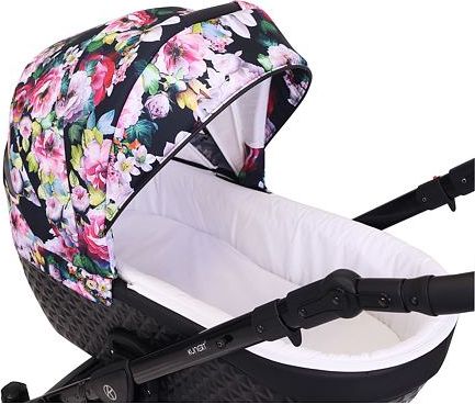 Kočárek Kunert Tiaro Premium 2021 trojkombinace Zlatý rám - black/flowers - obrázek 12