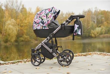 Kočárek Kunert Tiaro Premium 2021 trojkombinace Zlatý rám - black/flowers - obrázek 19