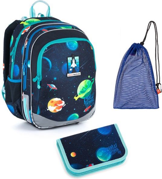 Školní batoh 3 dílný set Vesmír ELLY 21015 B Medium Topgal - obrázek 1