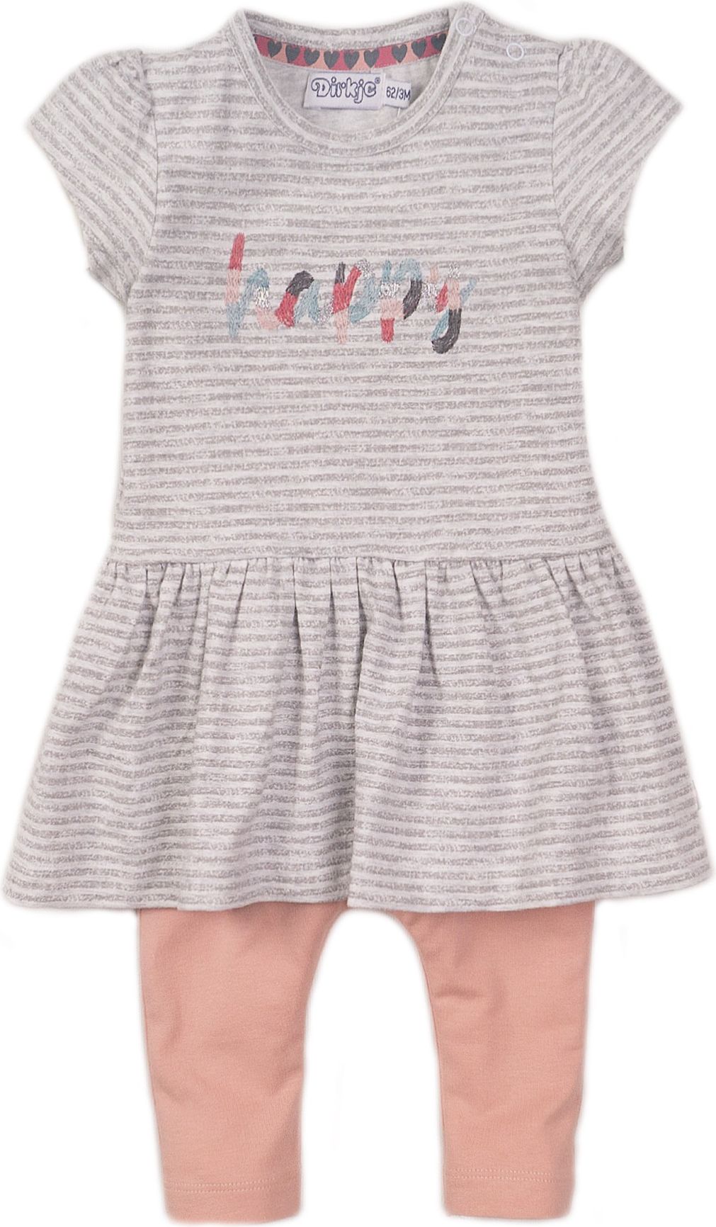 DIRKJE Set 2dílný šaty 68 Grey Melange+Dusty Pink - obrázek 1