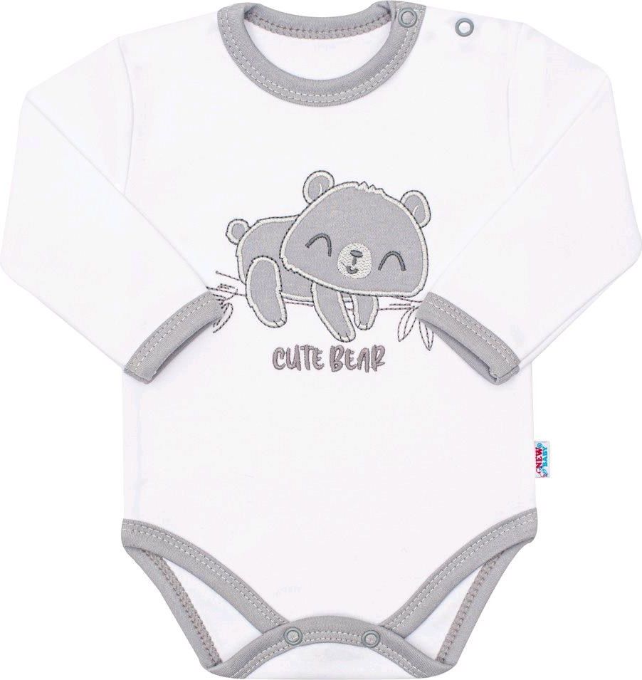 Kojenecké bavlněné body s dlouhým rukávem New Baby Cute Bear Varianta: bílá/56 (0-3m) - obrázek 12