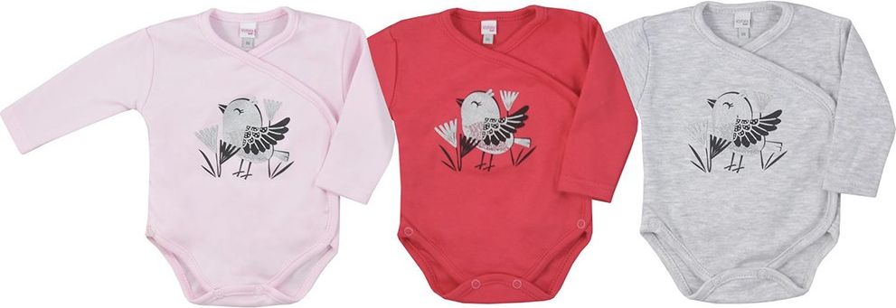 Kojenecké bavlněné body s bočním zapínáním Koala Birdy Varianta: tmavě - růžová/56 (0-3m) - obrázek 18