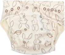 Plenkové kalhotky a EKO plena 2ks - KRÁLÍČEK hnědý na smetanovém - Mamatti    velikost 5 - 14kg - obrázek 1