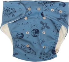 Plenkové kalhotky a EKO plena 2ks - VESMÍR modré - Mamatti        velikost 3 - 8kg - obrázek 1
