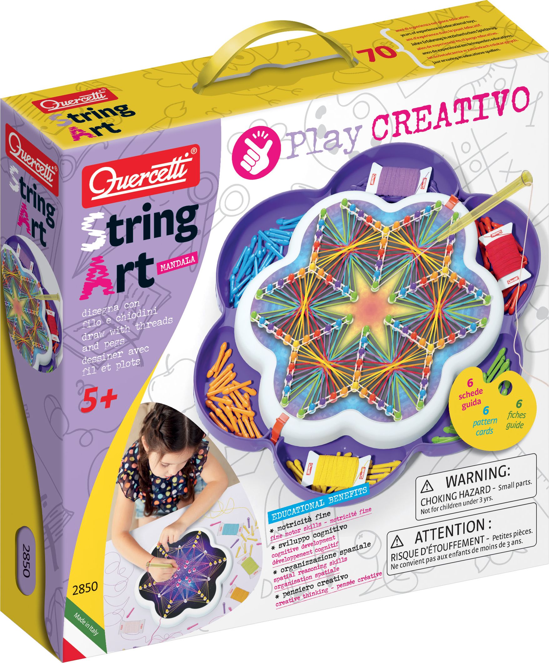 Quercetti Play Creativo String Art Mandala – kreslení pomocí nití a kolíčků - obrázek 3