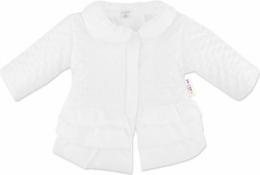 Baby Nellys Kojenecká přechodová bundička s volánky, bílá, Velikost koj. oblečení 56 (1-2m) - obrázek 1