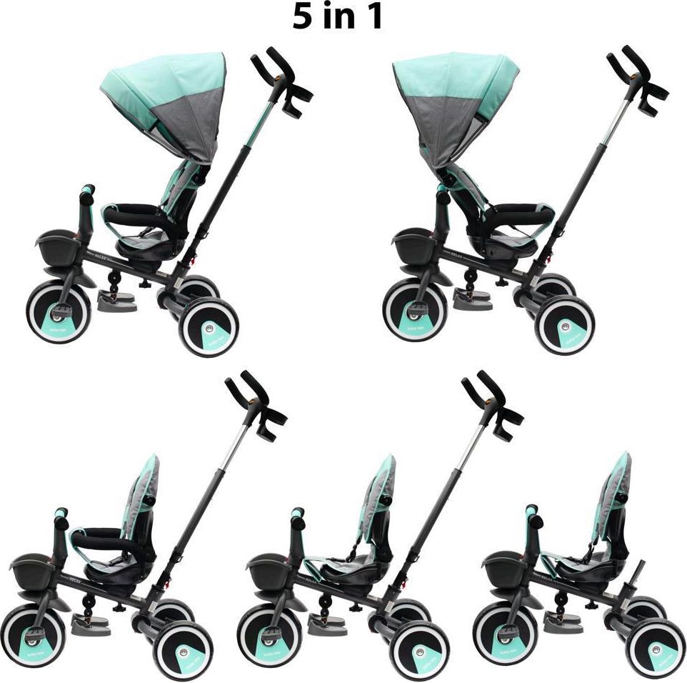 Dětská tříkolka Baby Mix 5v1 RELAX 360° Varianta: mátová - zelená - obrázek 55