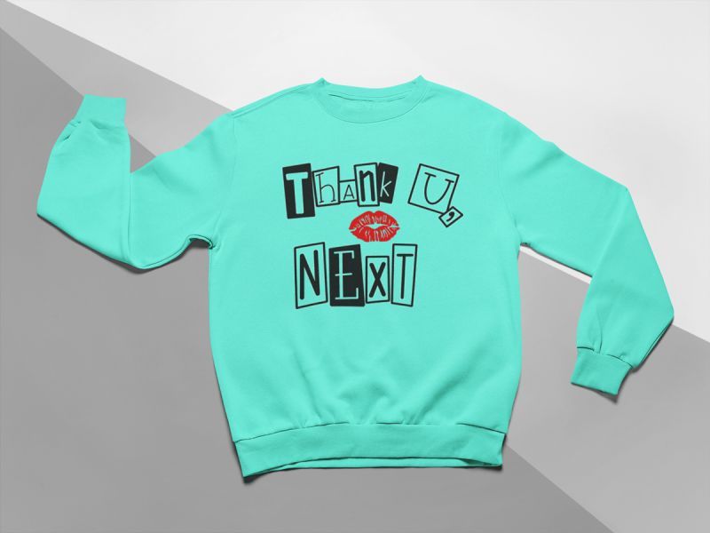 KIDSBEE Stylová dětská dívčí mikina Thank You Next - mátová, vel. 146 - 146 - obrázek 1
