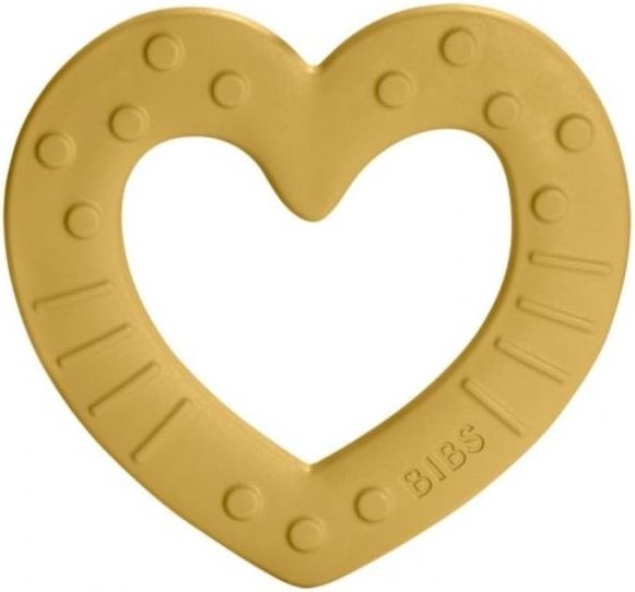 BIBS Baby Bitie Heart Mustard - Silikonové kousátko Srdíčko - hořčicové - obrázek 1