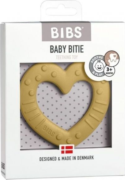 BIBS Baby Bitie Heart Mustard - Silikonové kousátko Srdíčko - hořčicové - obrázek 2