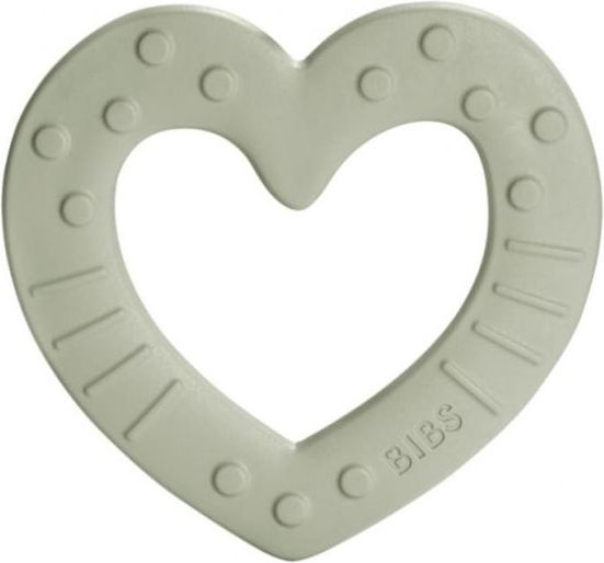 BIBS Baby Bitie Heart Sage - Silikonové kousátko Srdíčko - šedé/olivové - obrázek 1