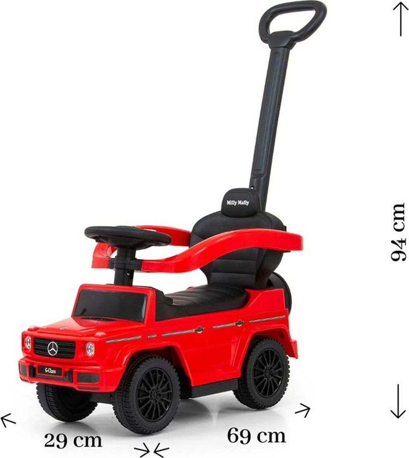 Odrážedlo s vodící tyčí MERCEDES G350d Milly Mally Varianta: černé - černá - obrázek 5